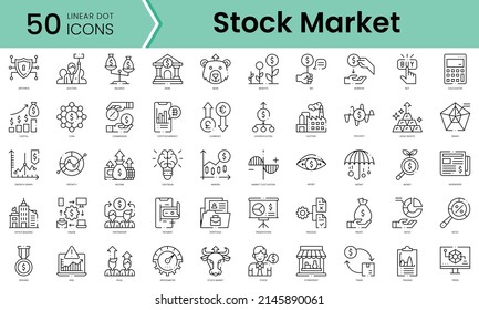 Set of stock market icons. Line art style icons bundle. vector illustration