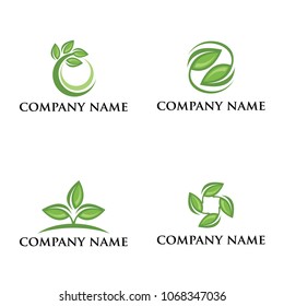 set of stock vector green leaf eco logo design template