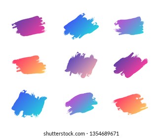 set of stock vector illustrations with painted gradient brush strokes. vector grunge color painted brush strokes. hand drawn abstract texture background for logo design and advertising
