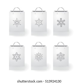 set of stock vector isolated paper shopping bag on the white background. christmas design
