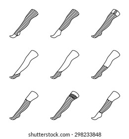 Set of STOCKINGS icons with different types. Vector