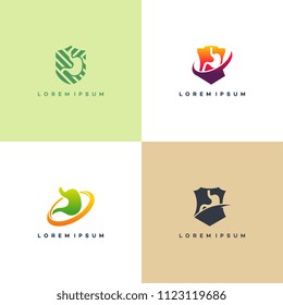 Set of Stomach Logo designs concept vector, Stomach Shield logo designs, Stomach Protect logo inspiration
