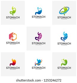 Set of Stomach Logo Template Design Vector, Stomach Care logo Design Concept Vector