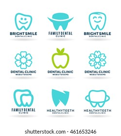 Set of stomatology symbols and vector teeth icons (5)