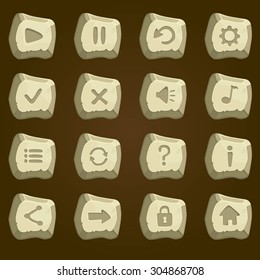 Set of stone buttons for games