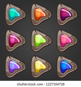 Set of stone pointers with inlaid gems