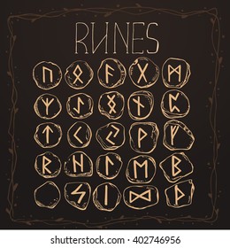 Set of stone runes. Hand drawn vector illustration.