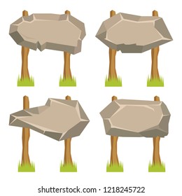 Set of stone signs. Flat design, vector.