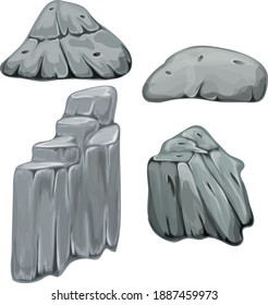 Set of stones. Cartoon vector illustration.