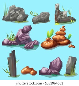 set of stones for game or cartoon in vector on background background
