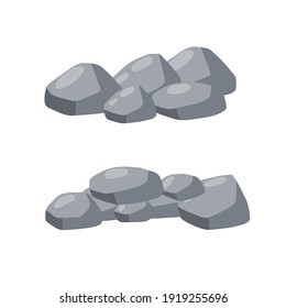 Juego de piedras. Piedra rojiza gris. Elemento de la naturaleza y las montañas. Elementos de decoración y fondo. Dibujo plano