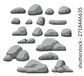 Set of stones, isolated elements for backgrounds. Vector illustration