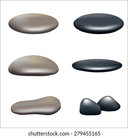 A set of stones, isolated on white background