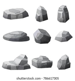 Set of stones rocks games, applications, cartoon style, vector, illustration, isolated