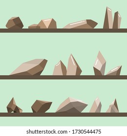 Set of stones.Stones rocks in modern style.brown mountains and cliffs vector.  Vector illustration