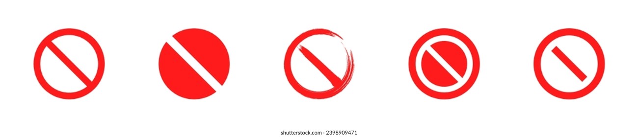 Set of stop, ban, forbidden signs. Red no or prohibited symbol.