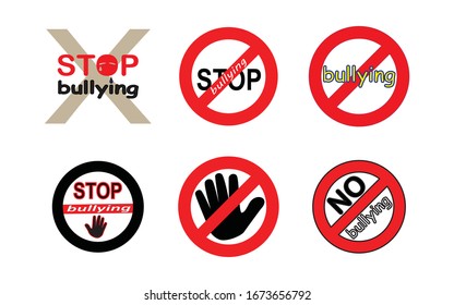 Set von Stopp Bullying Vektorillustration Illustration. Stoppen oder kein Symbol einzeln.