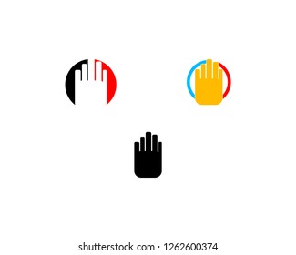 Set Of Stop Hand Logo Vector