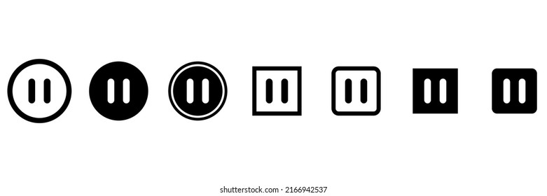 Set of Stop and pause icon, interface media button, internet player video symbol, web film audio vector illustration .