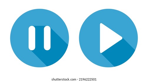 Set of Stop, pause and play icon, interface media button, internet player video symbol, web film audio vector illustration .