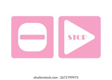 Set stop red sign icon with white hand, do not enter. Warning stop sign - stock vector