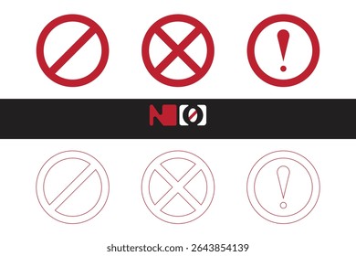 Set stop Restriction Sign Icons with no typography. Prohibition Symbols Collection, Warning stop sign