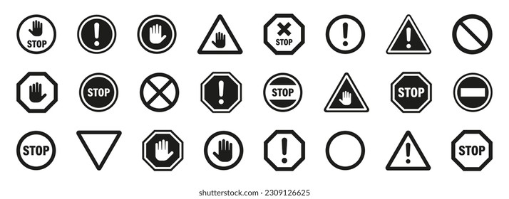 Set stop sign icons set. Set of prohibition sign. Vector illustration.