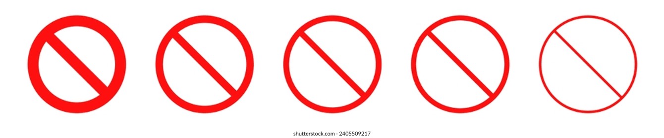 Set of Stop Sign. Prohibited Symbol