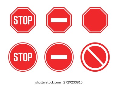 set of stop sign is prohibited, Stop traffic sign, red vector illustration for apps and webdesign, Wall Red Stop Sign Vector illustration EPS10 printable design.