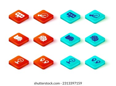 Set Stop sign, Route location, Folded map with push pin, Infographic of city navigation, Compass and Map pointer star icon. Vector