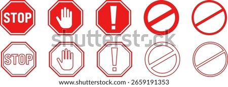 Set of Stop Sign Vectors | Red Octagon Traffic Signs Icon Set

