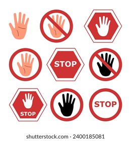 Set of stop signs on a white background.