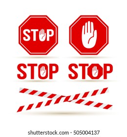 Set stop symbol. Vector illustration. Isolated on white background.
