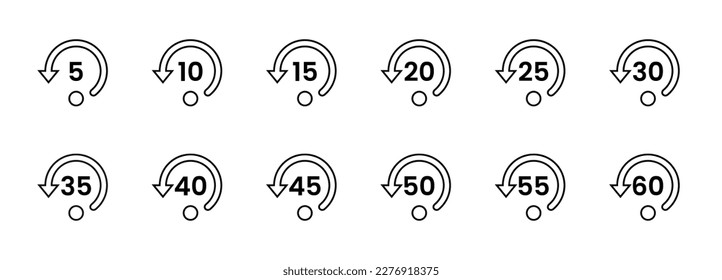 Set of stopwatch countdown clock set icon for timer for cooking, competition, sport template vector design