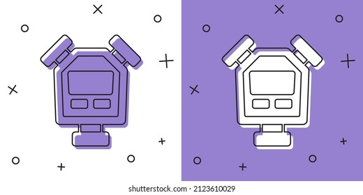 Set Stopwatch icon isolated on white and purple background. Time timer sign. Chronometer sign.  Vector