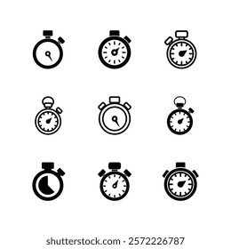 Set of stopwatch icon vector. Timer symbol illustration on white background