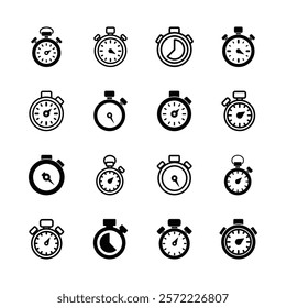 Set of stopwatch icon vector. Timer symbol illustration on white background