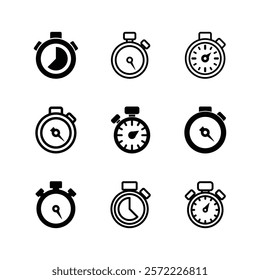 Set of stopwatch icon vector. Timer symbol illustration on white background