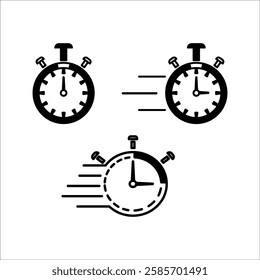 set of stopwatch icons, logos. Chronometer, timer sign. Stopwatch icon isolated on white background. Vector illustration