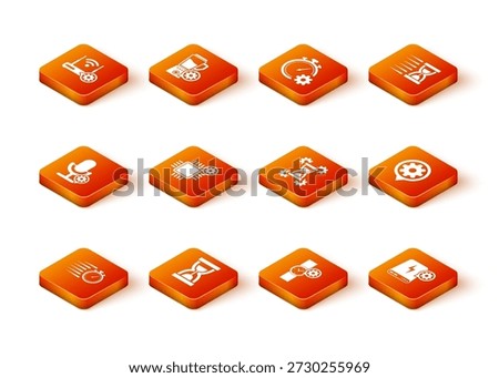 Set Stopwatch, Old hourglass with sand, Microphone setting, Processor, Wrist and Hourglass icon. Vector