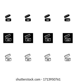 A set of "storage after opening" icons. Isolated on a white background