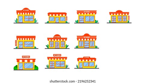 Set of store building design. Store vector illustration