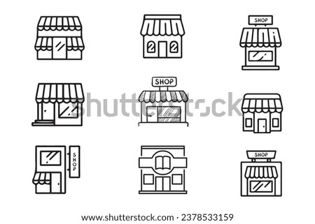 Set of store icon line design. vector illustration