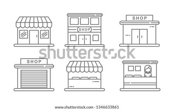 Set\
of store icon line design. Store vector illustration\
