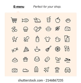 Set of store icons. Editable vector stroke. Scalable any size. Perfect for your application. EPS 10.	