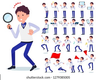 A set of Store stuff man with digital equipment such as smartphones.There are actions that express emotions.It's vector art so it's easy to edit.