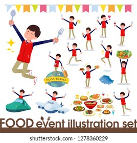 A set of Store stuff man on food events.There are actions that have a fork and a spoon and are having fun.It's vector art so it's easy to edit.