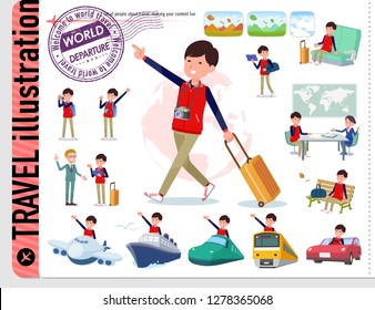 A set of Store stuff man on travel.There are also vehicles such as boats and airplanes.It's vector art so it's easy to edit.