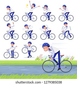 A set of Store stuff man on a road bike.There is an action that is enjoying.It's vector art so it's easy to edit.