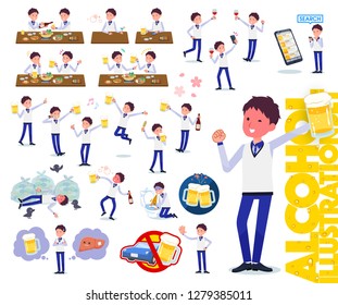 A set of Store stuff man related to alcohol.There is a lively appearance and action that expresses failure about alcohol.It's vector art so it's easy to edit.